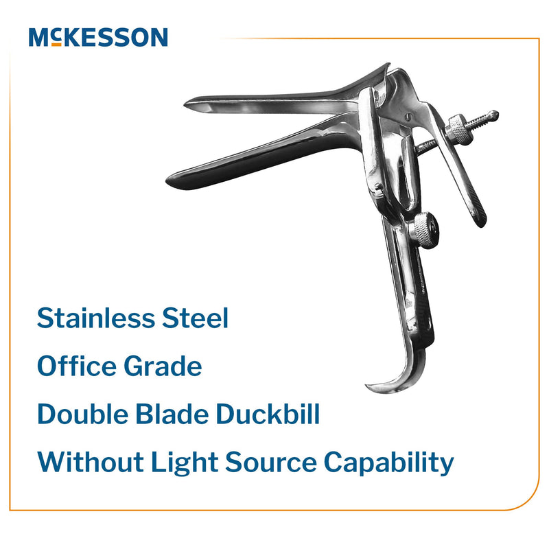 Vaginal Speculum McKesson Pederson NonSterile Office Grade Stainless Steel Small Double Blade Duckbill Reusable Without Light Source Capability