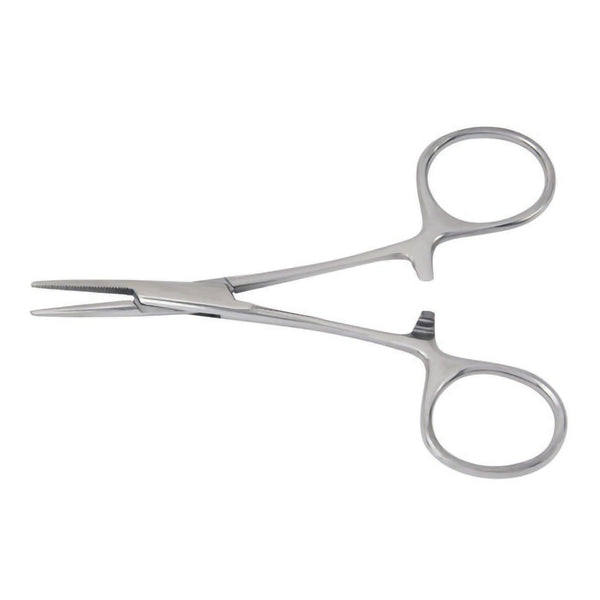 Mosquito Forceps McKesson Hartmann 3-1/2 Inch Length Floor / Office Grade Pakistani Stainless Steel NonSterile Locking Finger Ring Handle Straight Serrated Tips