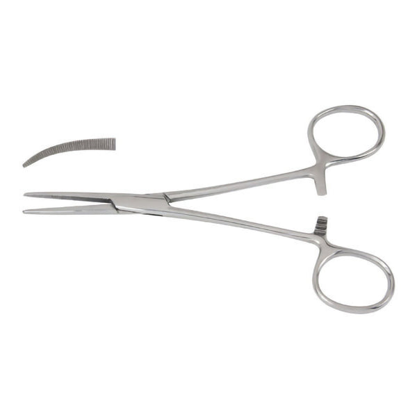 Hemostatic Forceps McKesson Crile 5-1/2 Inch Length Floor / Office Grade Pakistani Stainless Steel NonSterile Locking Finger Ring Handle Curved Serrated Tips