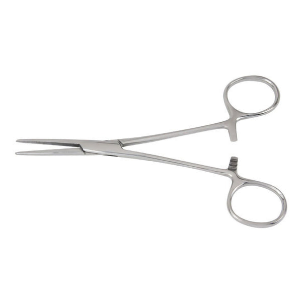 Hemostatic Forceps McKesson Crile 6-1/4 Inch Length Floor / Office Grade Pakistani Stainless Steel NonSterile Locking Finger Ring Handle Straight Serrated Tips