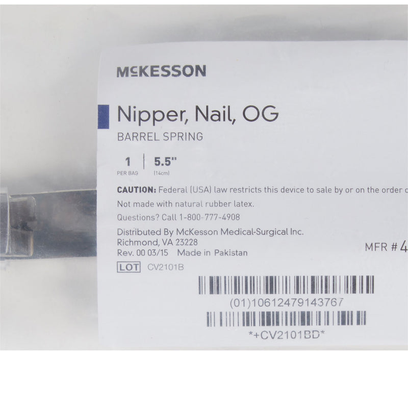 Nail Nipper McKesson Performance Concave Jaw 5-1/2 Inch Length Chrome Covered Stainless Steel
