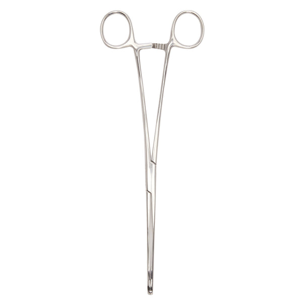 Sponge Forceps McKesson Foerster 9-1/2 Inch Length Floor / Office Grade Pakistani Stainless Steel NonSterile Locking Finger Ring Handle Straight Fenestrated Serrated Oval Tips