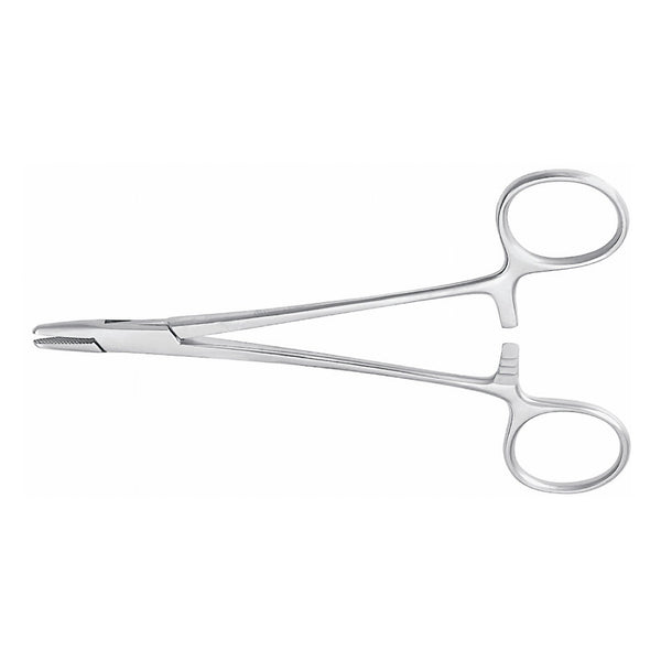 Needle Holder McKesson Baumgartner 5-1/2 Inch Length Serrated Jaws Finger Ring Handle