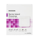 Barrier Island Composite Dressing McKesson 4 X 4 Inch Square Sterile Water Resistant Film Backing