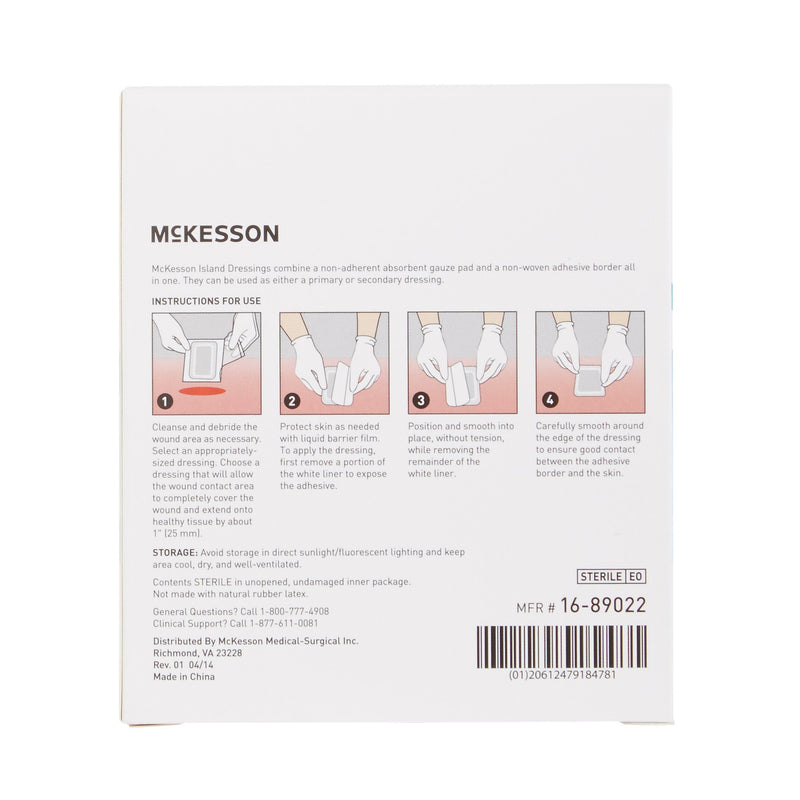 Island Dressing McKesson 2 X 2 Inch Square Sterile