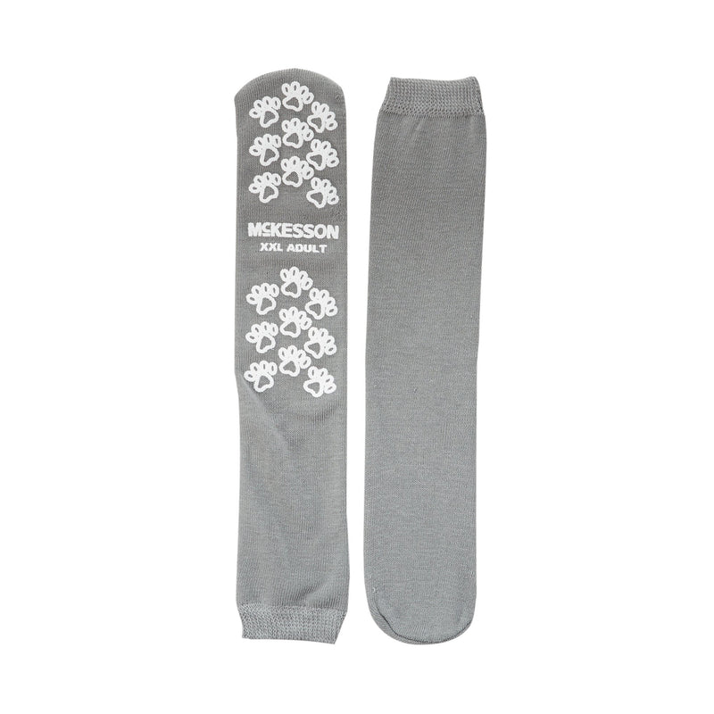 Slipper Socks McKesson Terries™ Unisex Adult 2X-Large Single Tread Single Patient Use Gray
