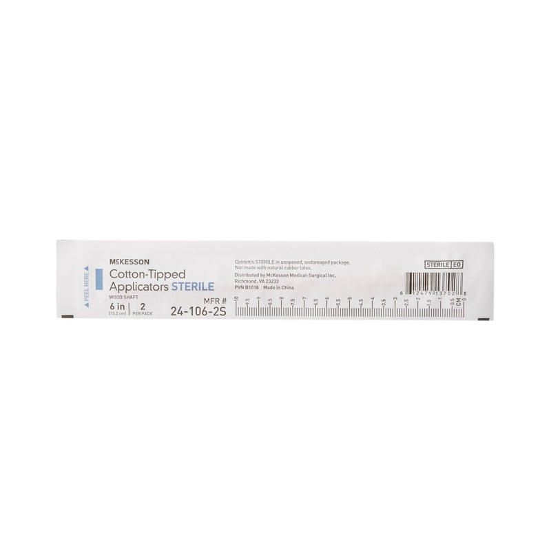 Swabstick McKesson Cotton Tip Wood Shaft 6 Inch Sterile 2 per Pack