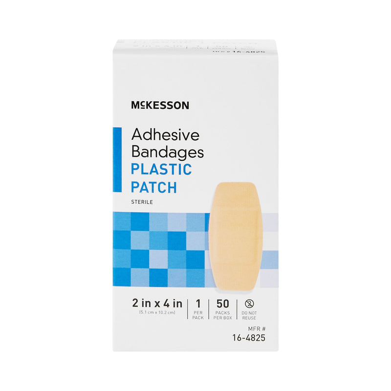 Adhesive Strip McKesson 2 X 4 Inch Plastic Rectangle Tan Sterile
