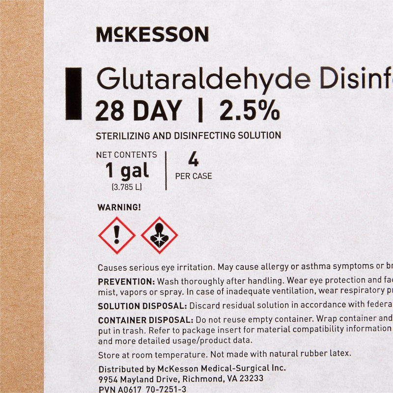 Glutaraldehyde High-Level Disinfectant McKesson 28 Day Activation Required Liquid 1 gal. Jug Reusable