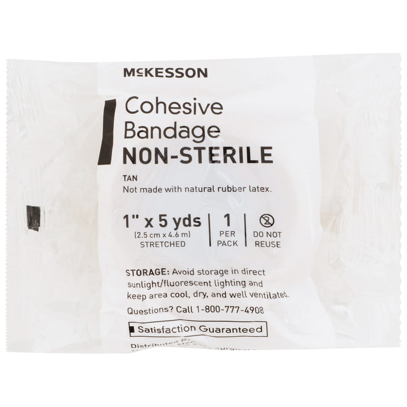 Cohesive Bandage McKesson 1 Inch X 5 Yard Self-Adherent Closure Tan NonSterile Standard Compression