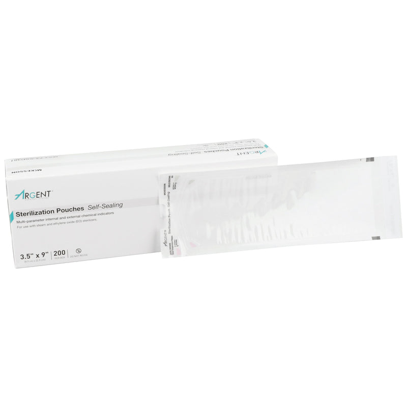 Sterilization Pouch McKesson Argent™ Sure-Check® Ethylene Oxide (EO) Gas / Steam 3-1/2 X 9 Inch Transparent / Blue Self Seal Paper / Film
