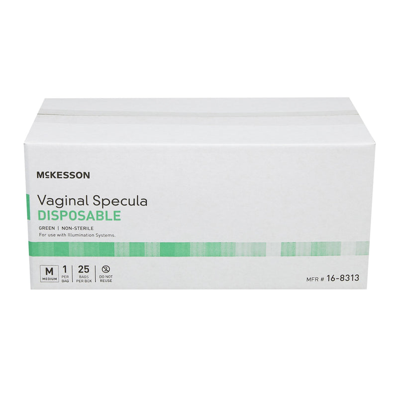 Vaginal Speculum McKesson Graves NonSterile Office Grade Acrylic Medium Double Blade Duckbill Disposable Corded Light Source Compatible