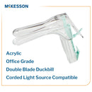 Vaginal Speculum McKesson Graves NonSterile Office Grade Acrylic Medium Double Blade Duckbill Disposable Corded Light Source Compatible