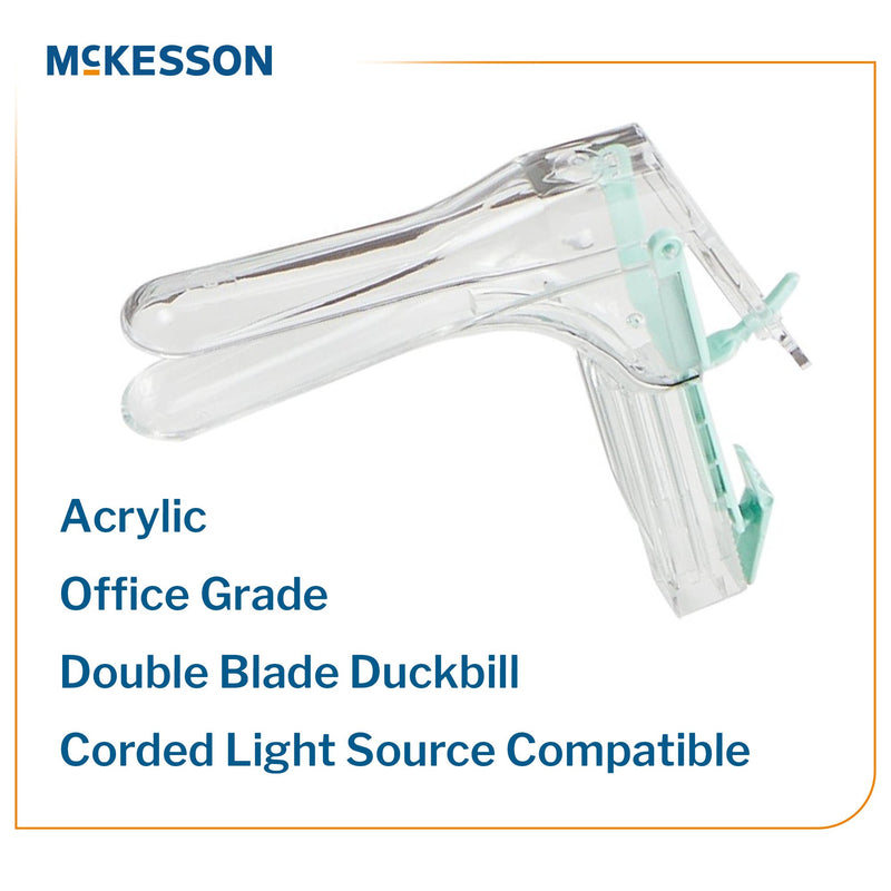 Vaginal Speculum McKesson Graves NonSterile Office Grade Acrylic Medium Double Blade Duckbill Disposable Corded Light Source Compatible