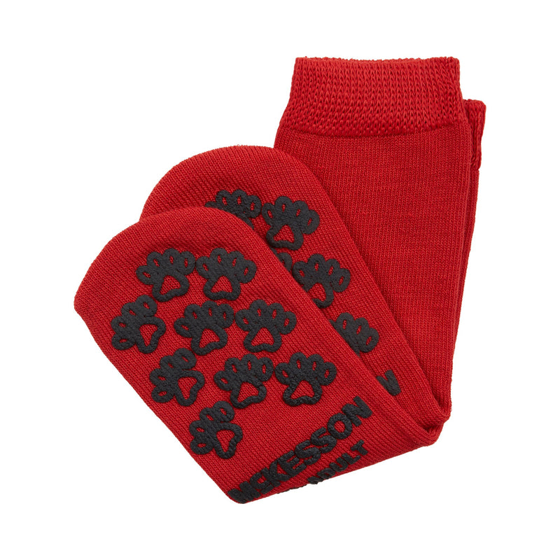 Slipper Socks McKesson Terries™ Unisex Adult X-Large Single Tread Single Patient Use Red