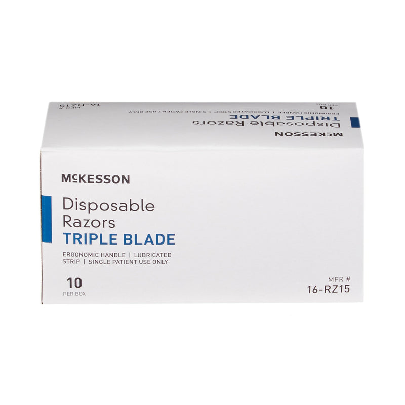 Personal Razor with Lubricating Strip McKesson Single Edge Triple Blade NonSterile Disposable