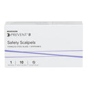 Safety Scalpel McKesson Prevent® B No. 10 Stainless Steel / Plastic Sensory Grip Handle Sterile Disposable