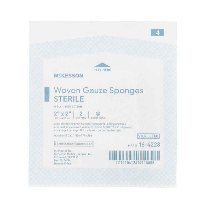 Gauze Sponge McKesson 2 X 2 Inch 8-Ply Sterile 2 per Pack
