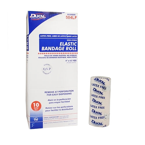 Dukal Elastic Bandage 4" x 4-1/2 Yard Standard Compression Clip Detached Closure Tan NonSterile, 50 EA/CS