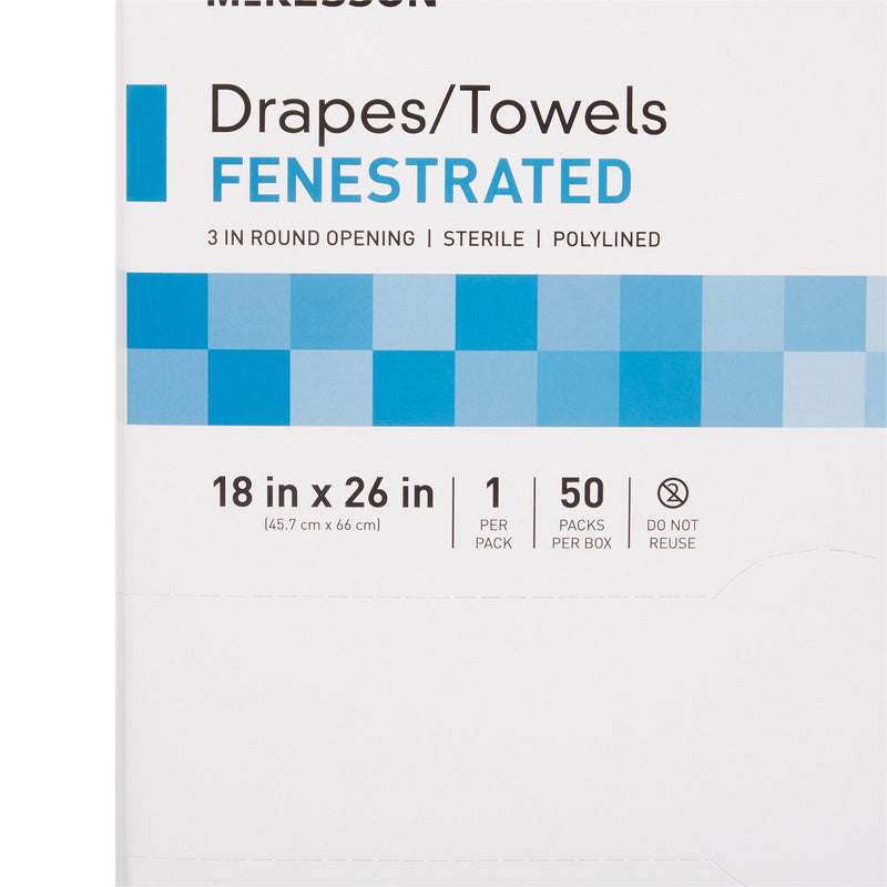 General Purpose Drape McKesson Poly Lined Towel Drape 18 W X 26 L Inch Sterile