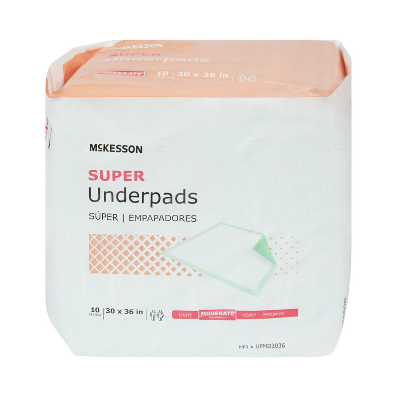 Disposable Underpad McKesson Super 30 X 36 Inch Fluff / Polymer Moderate Absorbency