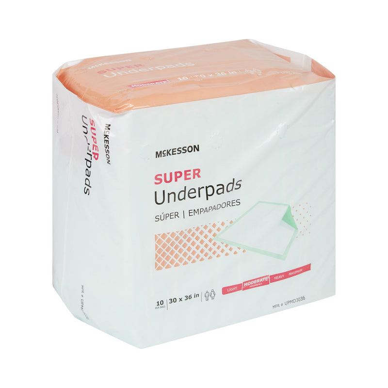 Disposable Underpad McKesson Super 30 X 36 Inch Fluff / Polymer Moderate Absorbency