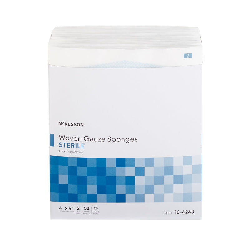 Gauze Sponge McKesson 4 X 4 Inch 8-Ply Sterile 2 per Pack
