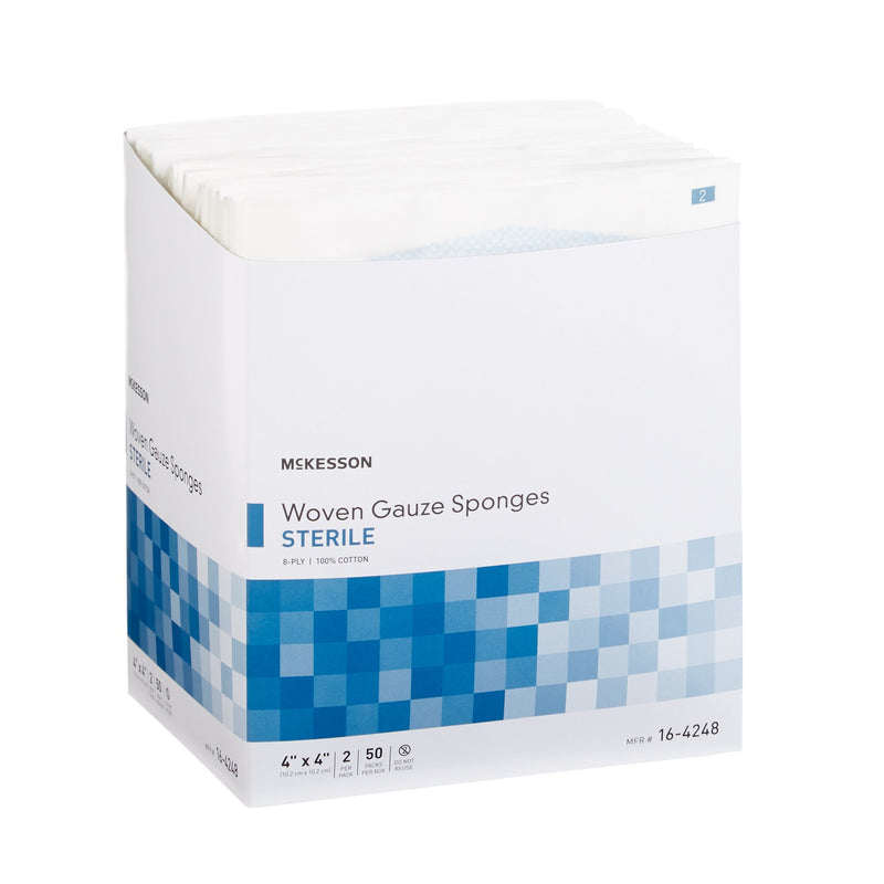 Gauze Sponge McKesson 4 X 4 Inch 8-Ply Sterile 2 per Pack