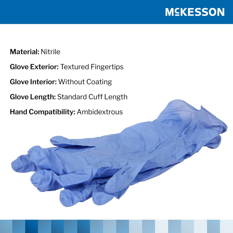 Exam Glove McKesson Confiderm® 3.5C Medium NonSterile Nitrile Standard Cuff Length Textured Fingertips Blue Chemo Tested