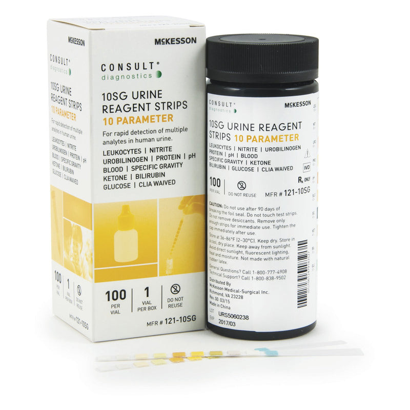 Urinalysis Reagent McKesson Consult™ Bilirubin, Blood, Glucose, Ketone, Leukocytes, Nitrite, pH, Protein, Specific Gravity, Urobilinogen For McKesson 120 / McKesson CONSULT U120 Ultra Urine Analyzer (MFR