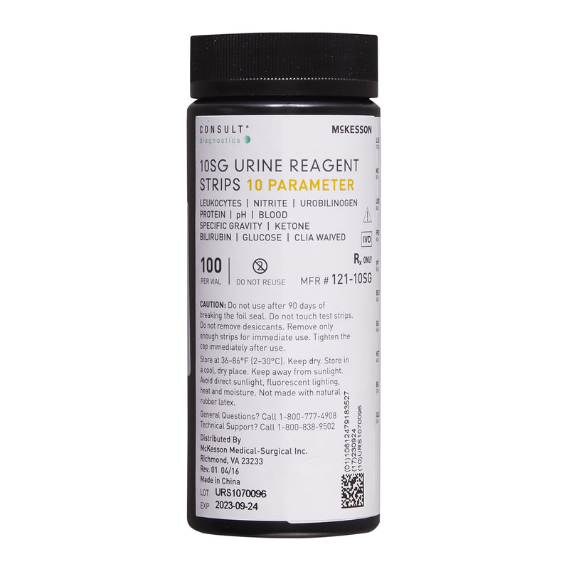 Urinalysis Reagent McKesson Consult™ Bilirubin, Blood, Glucose, Ketone, Leukocytes, Nitrite, pH, Protein, Specific Gravity, Urobilinogen For McKesson 120 / McKesson CONSULT U120 Ultra Urine Analyzer (MFR