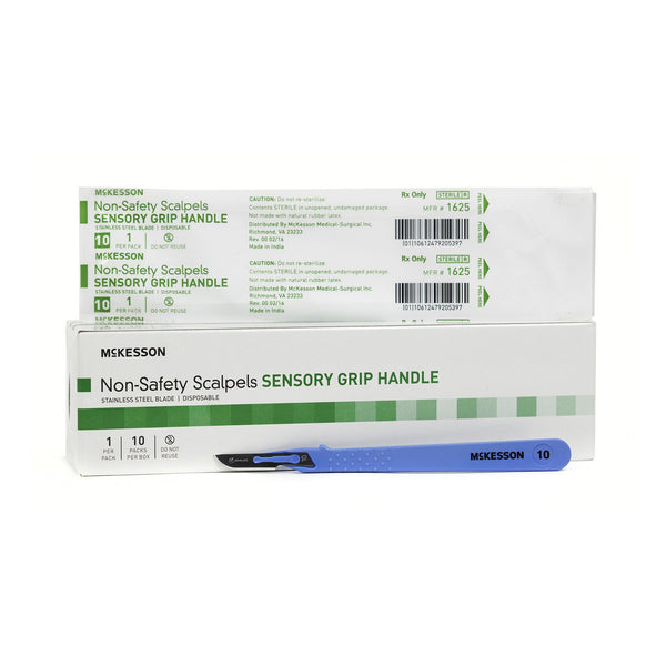 Scalpel McKesson No. 10 Stainless Steel / Plastic Sensory Grip Handle Sterile Disposable