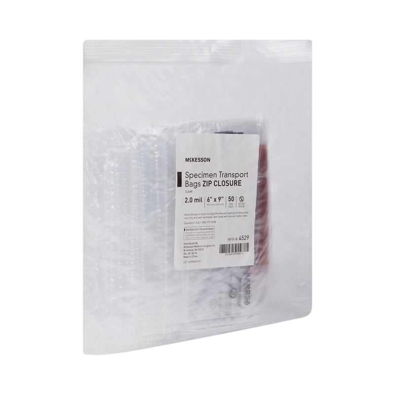 Specimen Transport Bag McKesson 6 X 9 Inch Zip Closure Biohazard Symbol / Storage Instructions NonSterile