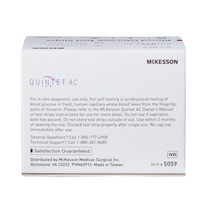 Blood Glucose Test Strips Quintet AC® 50 Strips per Pack
