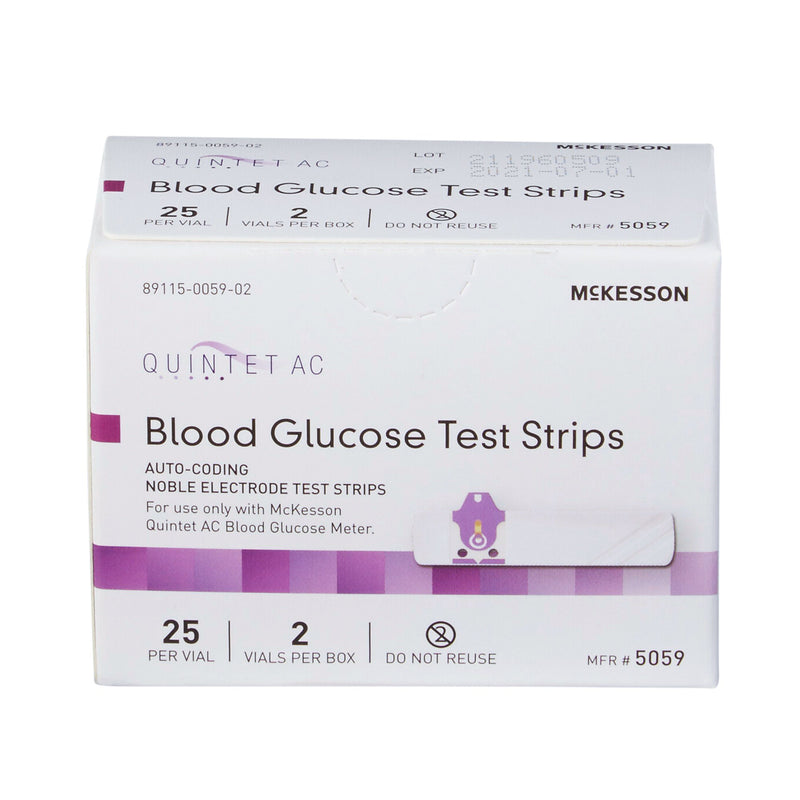 Blood Glucose Test Strips Quintet AC® 50 Strips per Pack