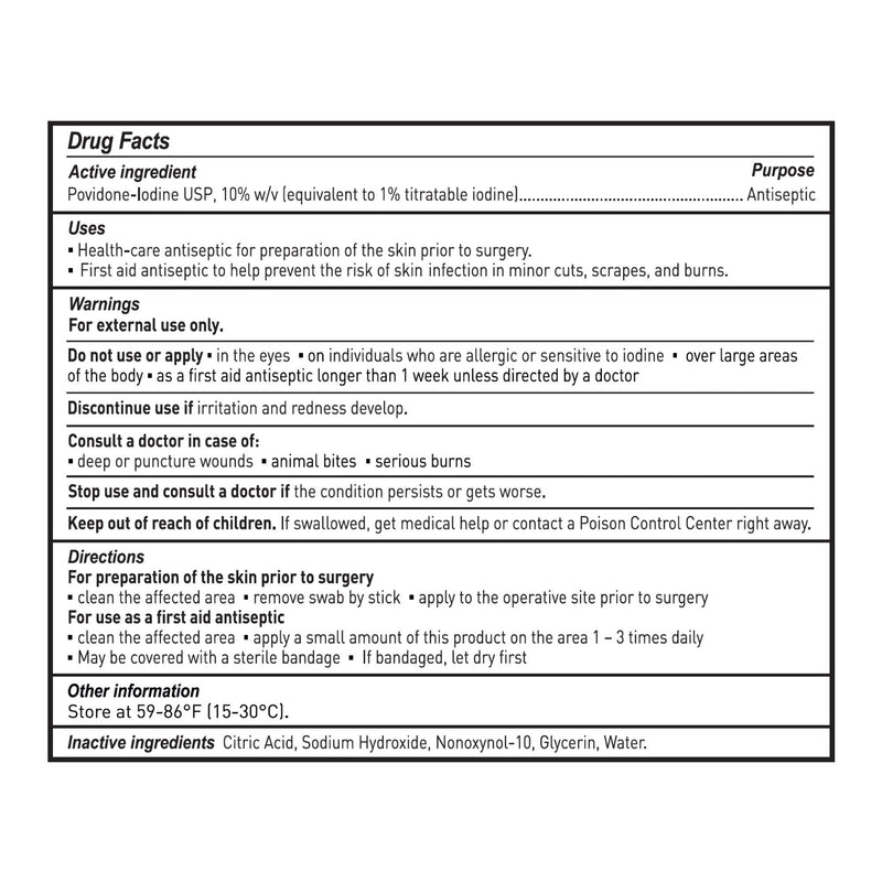 Impregnated Swabstick McKesson 10% Strength Povidone-Iodine Individual Packet Sterile