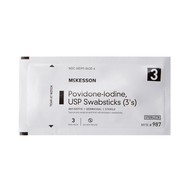 Impregnated Swabstick McKesson 10% Strength Povidone-Iodine Individual Packet Sterile