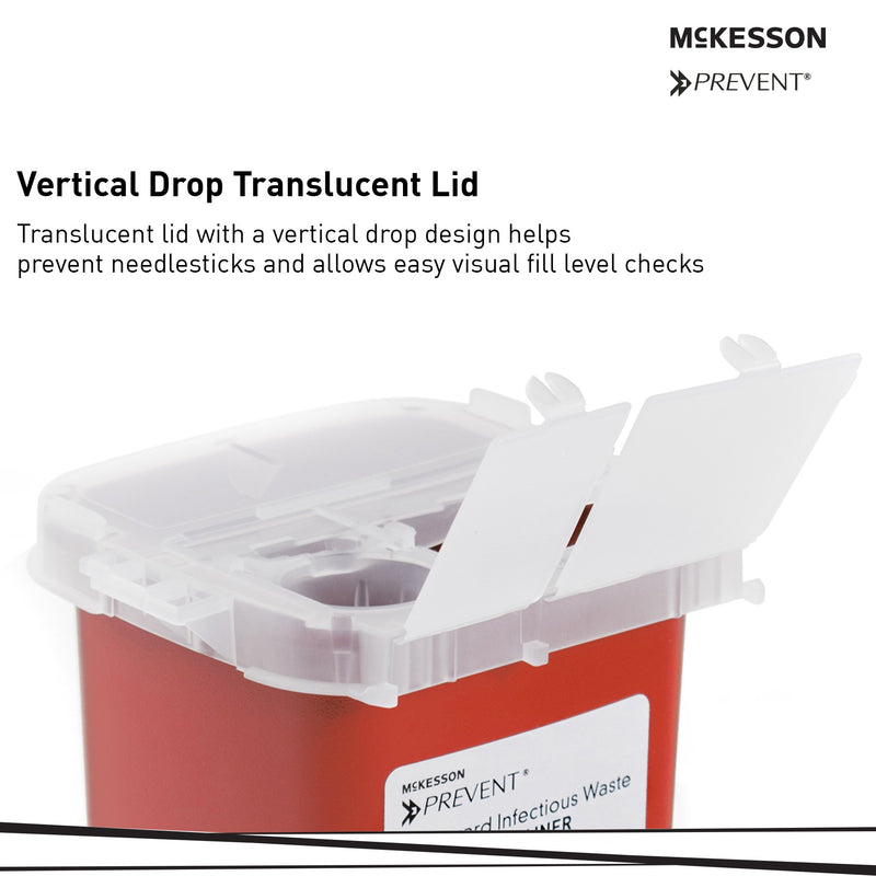 Sharps Container McKesson Prevent® Red Base 6-1/4 H X 4-1/4 W X 4-1/4 D Inch Vertical Entry 0.25 Gallon