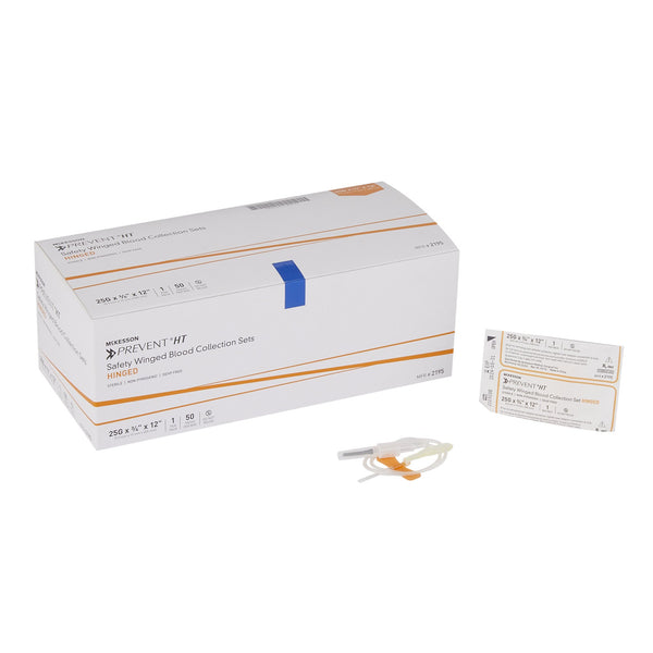 McKesson Prevent® Blood Collection Set 25 Gauge 3/4 Inch Needle Length Safety Needle 12 Inch Tubing Sterile