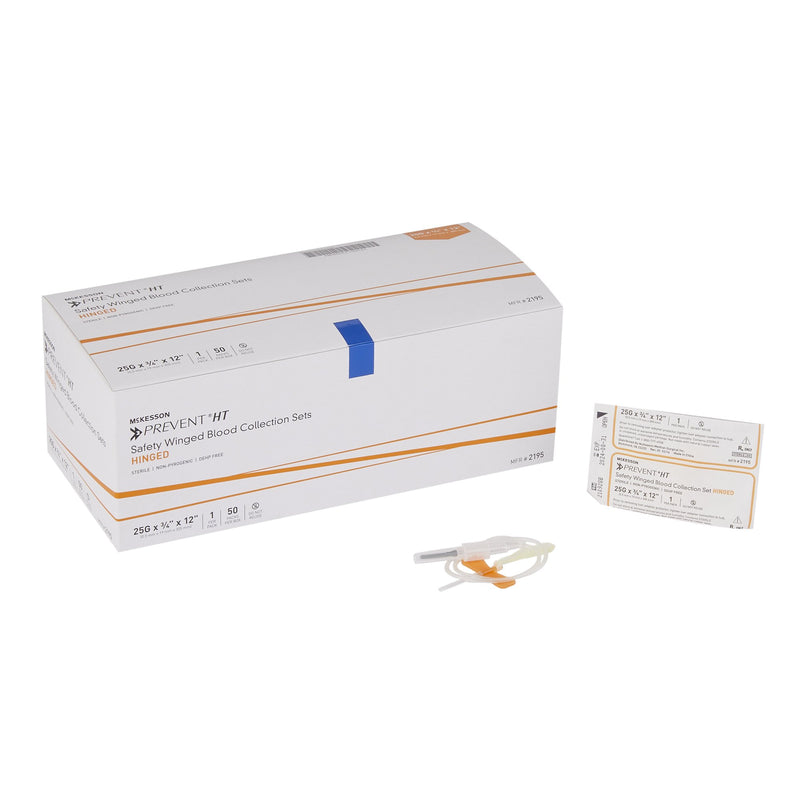 McKesson Prevent® Blood Collection Set 25 Gauge 3/4 Inch Needle Length Safety Needle 12 Inch Tubing Sterile