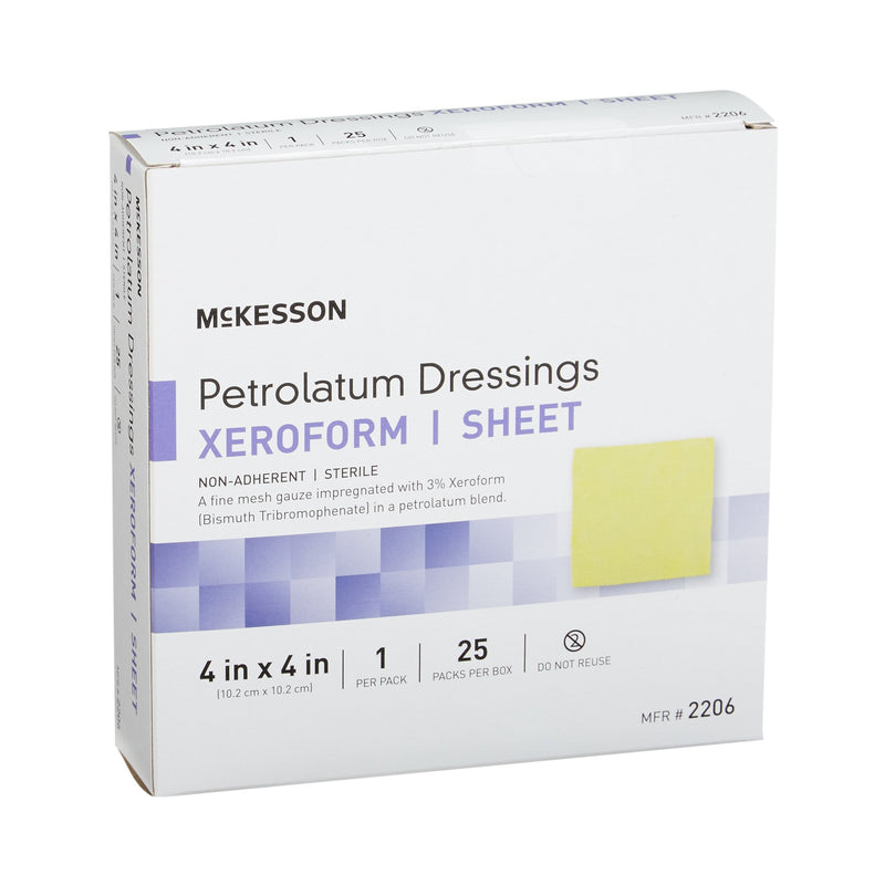 Xeroform Petrolatum Impregnated Dressing McKesson Square 4 X 4 Inch Sterile