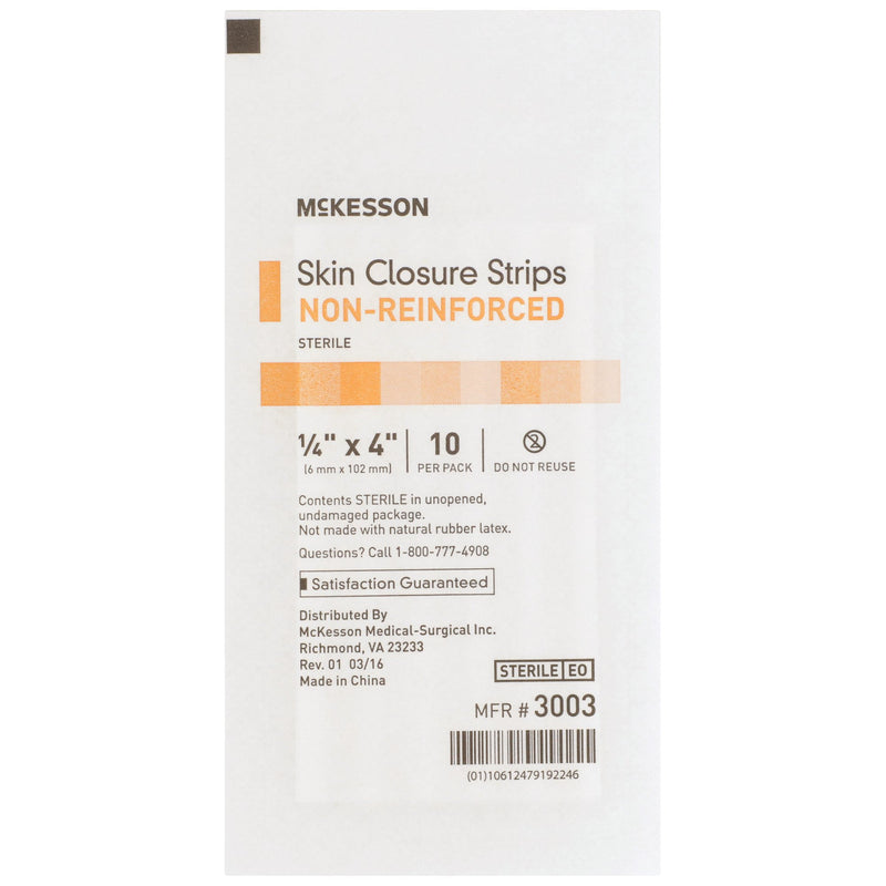 Skin Closure Strip McKesson 1/4 X 4 Inch Nonwoven Material Flexible Strip Tan