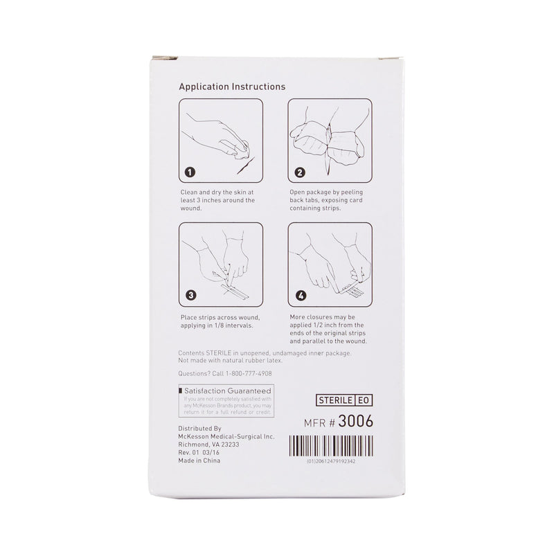 Skin Closure Strip McKesson 1/8 X 3 Inch Nonwoven Material Reinforced Strip White