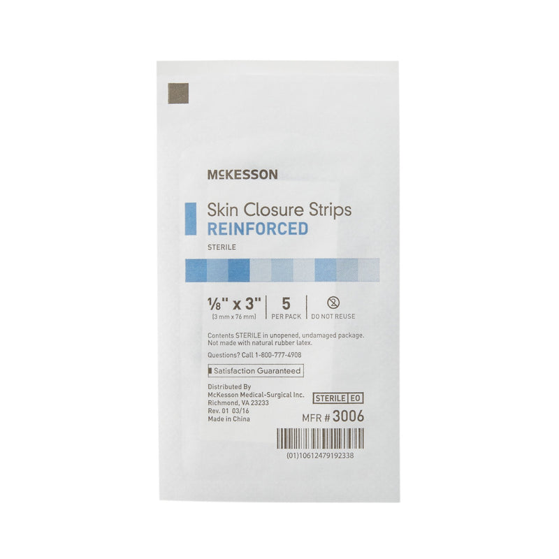 Skin Closure Strip McKesson 1/8 X 3 Inch Nonwoven Material Reinforced Strip White