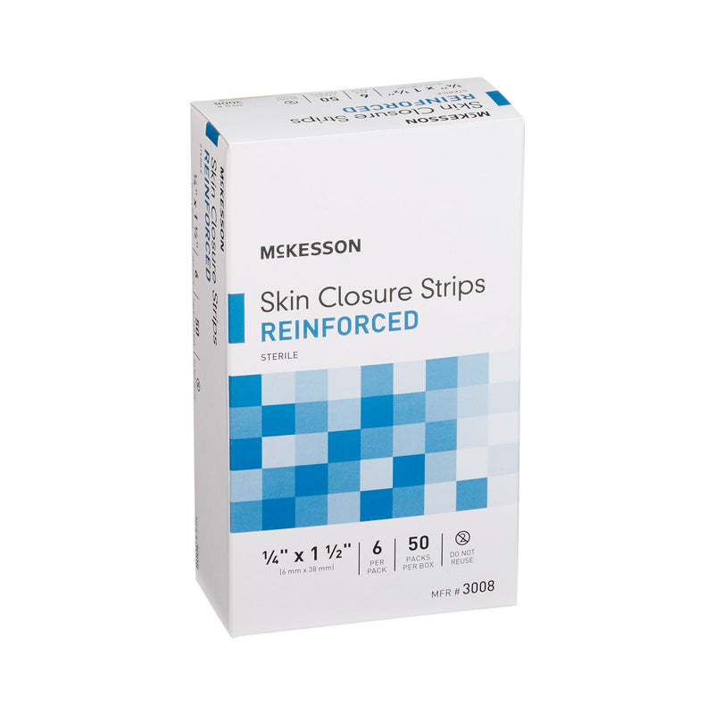 Skin Closure Strip McKesson 1/4 X 1-1/2 Inch Nonwoven Material Reinforced Strip White