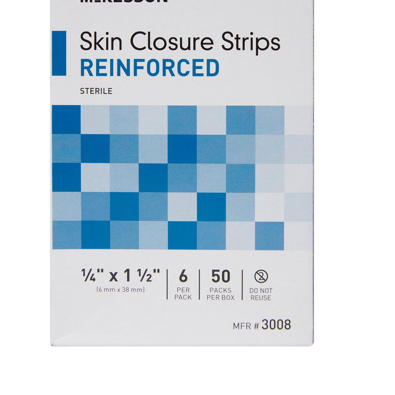 Skin Closure Strip McKesson 1/4 X 1-1/2 Inch Nonwoven Material Reinforced Strip White
