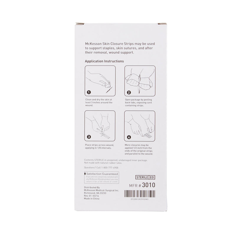 Skin Closure Strip McKesson 1/2 X 4 Inch Nonwoven Material Reinforced Strip White