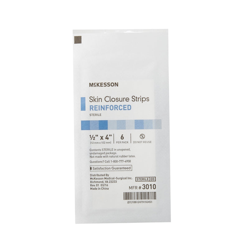 Skin Closure Strip McKesson 1/2 X 4 Inch Nonwoven Material Reinforced Strip White