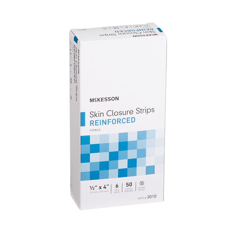 Skin Closure Strip McKesson 1/2 X 4 Inch Nonwoven Material Reinforced Strip White