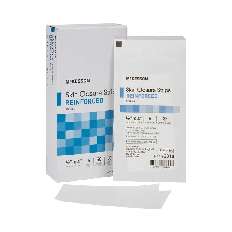 Skin Closure Strip McKesson 1/2 X 4 Inch Nonwoven Material Reinforced Strip White